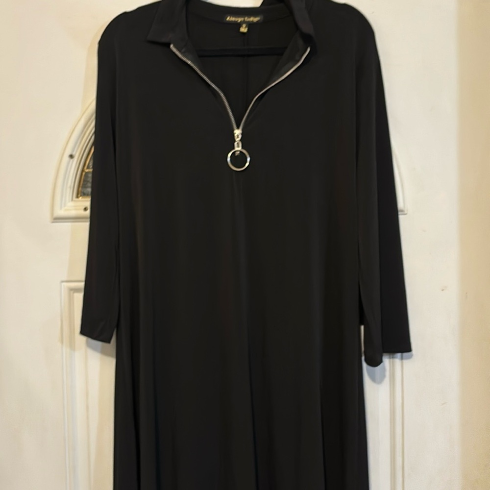 Alwa Indigo black LS, zipper front neck size: 1X